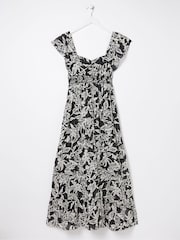 FatFace Dahlia Black Botanical Midi Dress - Image 5 of 5