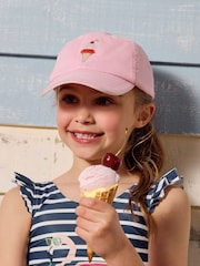 Joules Kids' Daley Pink Ice Cream Cotton Baseball Cap - Image 1 of 6