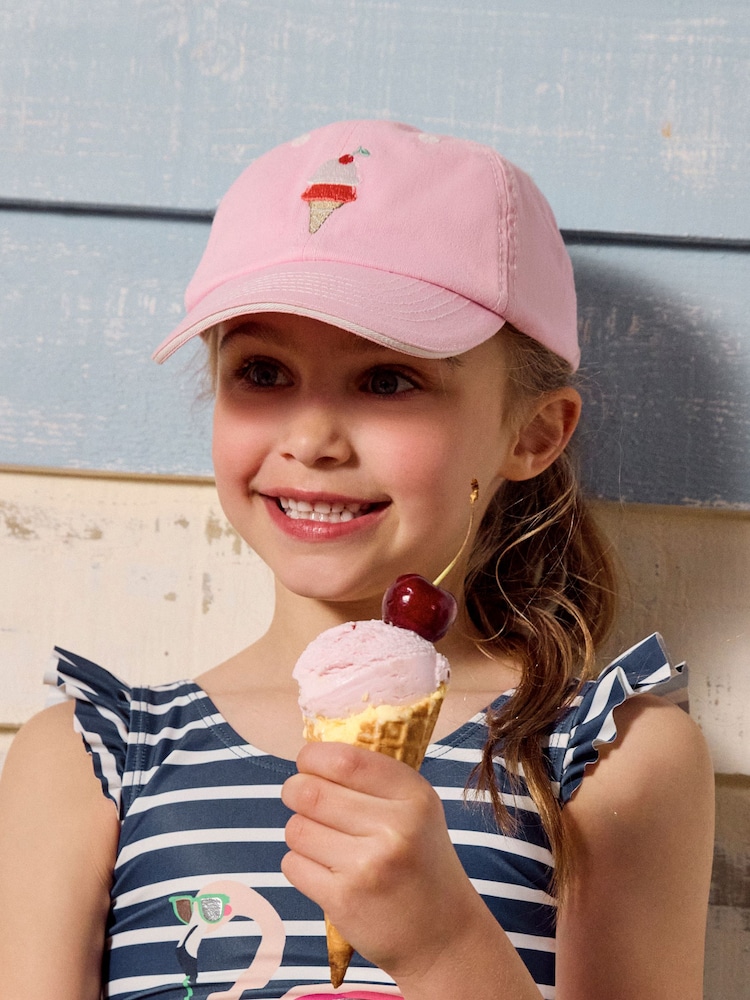 Joules Kids' Daley Pink Ice Cream Cotton Baseball Cap - Image 1 of 6