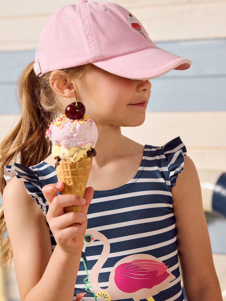 Joules Kids' Daley Pink Ice Cream Cotton Baseball Cap - Image 2 of 6