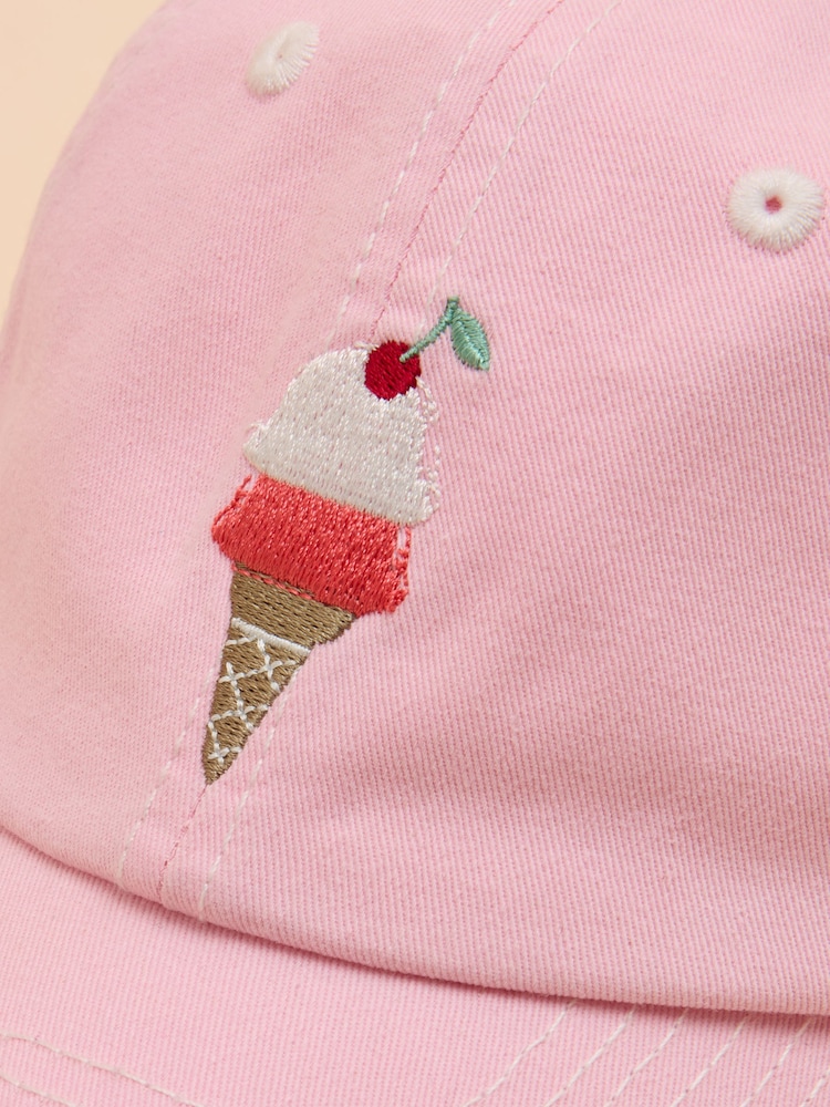 Joules Kids' Daley Pink Ice Cream Cotton Baseball Cap - Image 6 of 6