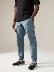Mid Blue Grey Regular Fit Stretch Utility Cargo Trousers - Image 1 of 10