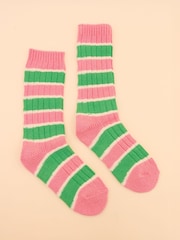 Joules Kids' Wader Pink Striped Welly Socks - Image 1 of 3