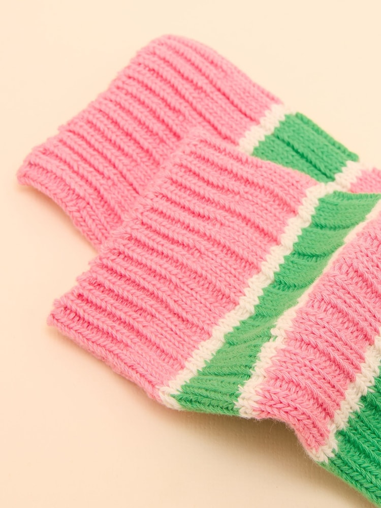 Joules Kids' Wader Pink Striped Welly Socks - Image 2 of 3