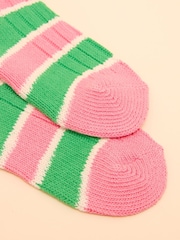Joules Kids' Wader Pink Striped Welly Socks - Image 3 of 3
