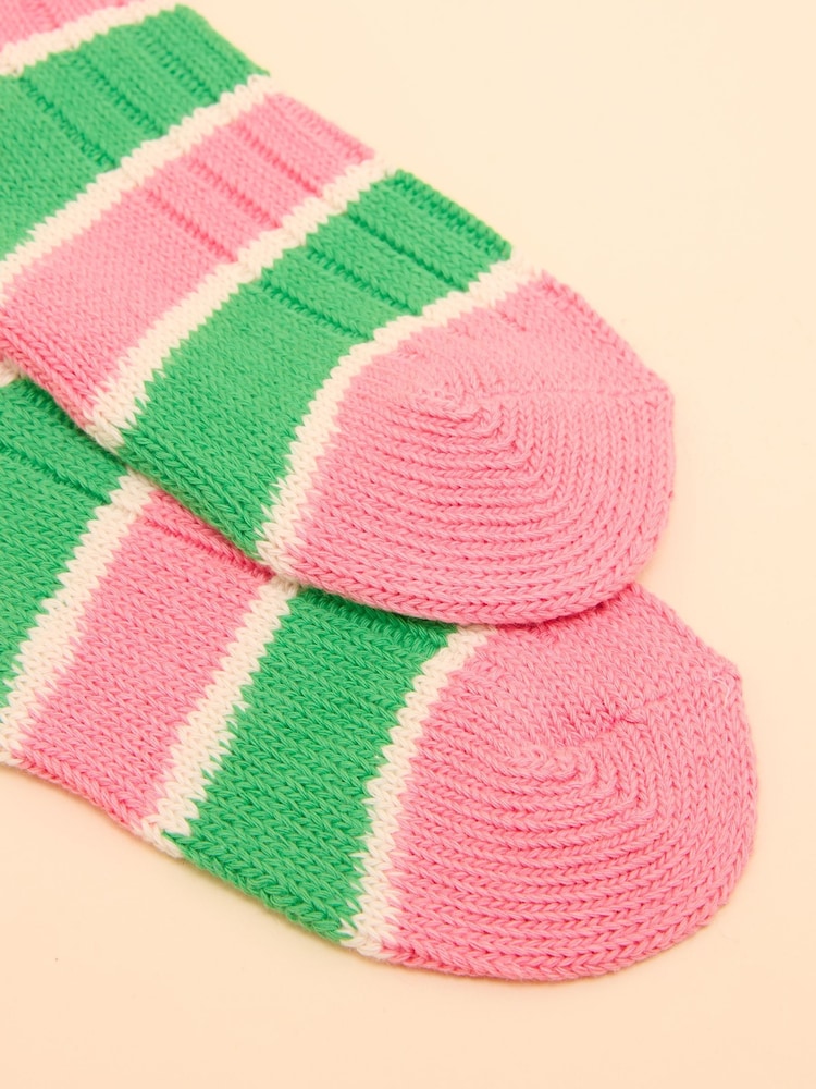 Joules Kids' Wader Pink Striped Welly Socks - Image 3 of 3