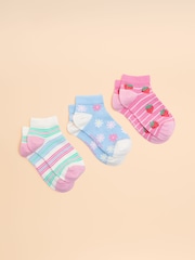 Joules Kids' Rilla Pink & Blue Trainer Socks 3 Pack - Image 1 of 3