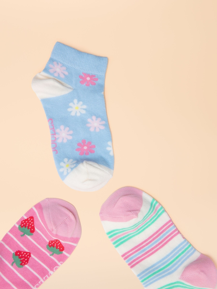 Joules Kids' Rilla Pink & Blue Trainer Socks 3 Pack - Image 3 of 3