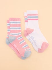 Joules Kids' Volley Pink & Blue Pack of Two Tennis Socks - Image 1 of 3