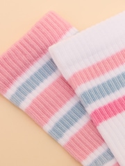 Joules Kids' Volley Pink & Blue Pack of Two Tennis Socks - Image 3 of 3