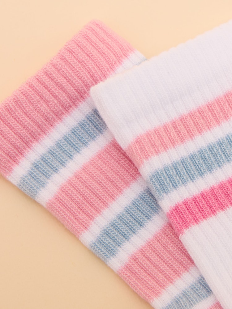 Joules Kids' Volley Pink & Blue Pack of Two Tennis Socks - Image 3 of 3