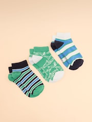 Joules Kids' Rilla Blue & Green Pack of Three Trainer Socks - Image 1 of 3