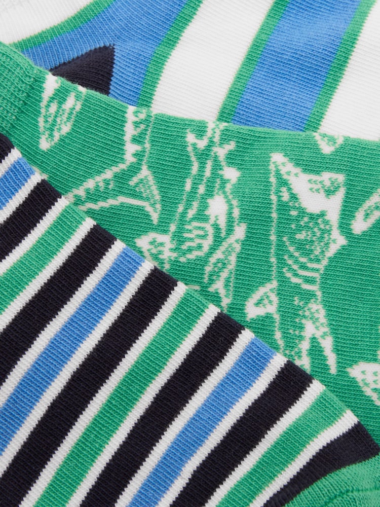 Joules Kids' Rilla Blue & Green Pack of Three Trainer Socks - Image 2 of 3