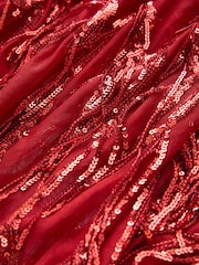 أحمر - Sequin Tassel Long Sleeve Maxi Dress - Image 8 of 8