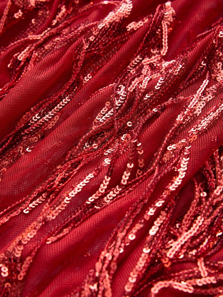 أحمر - Sequin Tassel Long Sleeve Maxi Dress - Image 8 of 8 أحمر - Sequin Tassel Long Sleeve Maxi Dress - Image 8 of 8