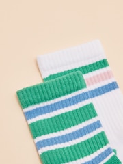 Joules Kids' Volley Green & Blue Pack of Two Tennis Socks - Image 2 of 4