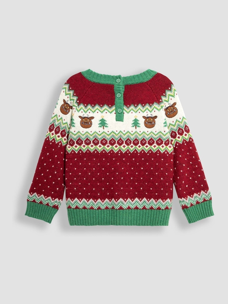 JoJo Maman Bébé Red The Gruffalo Christmas Fairisle Pattern Jumper - Image 2 of 3