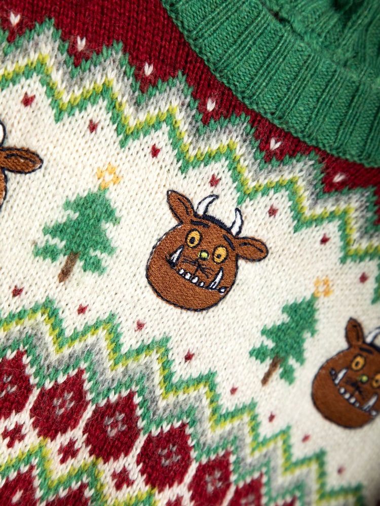 JoJo Maman Bébé Red The Gruffalo Christmas Fairisle Pattern Jumper - Image 3 of 3