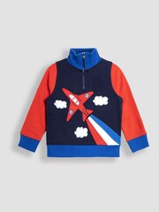 JoJo Maman Bébé Navy Arrows Appliqué Half Zip Sweatshirt - Image 1 of 3