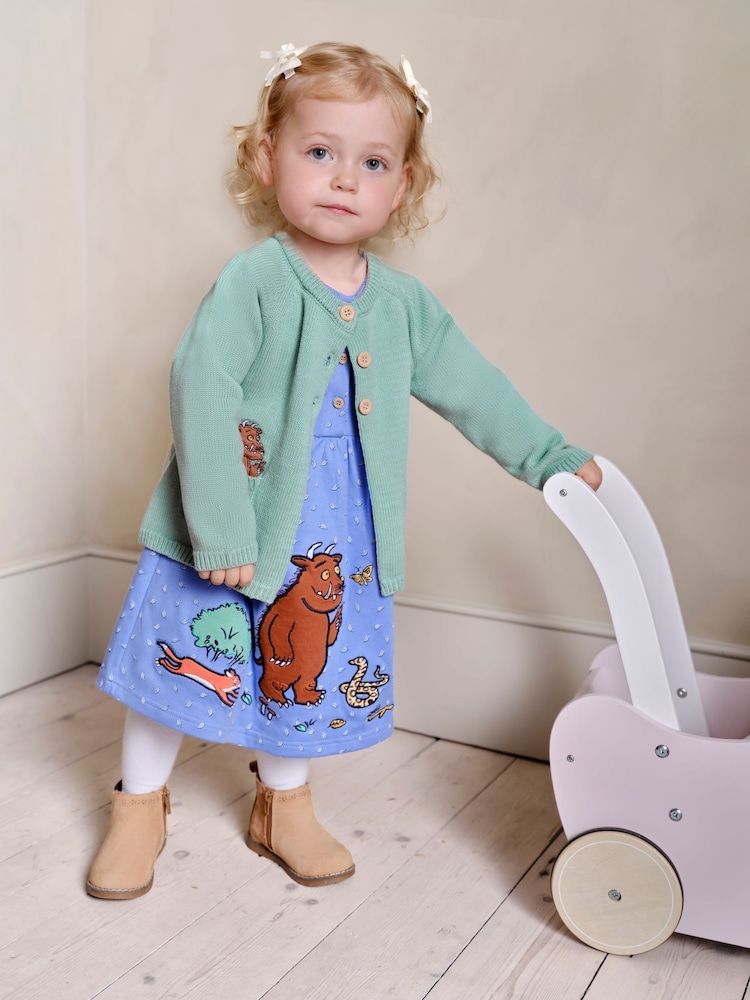 JoJo Maman Bébé Blue The Gruffalo Appliqué Button Front Dress - Image 2 of 5