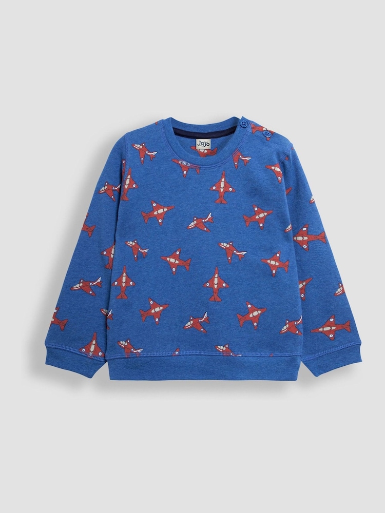 JoJo Maman Bébé Cobalt Arrows Print Sweatshirt and Joggers Set - Image 2 of 6