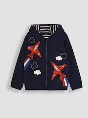 JoJo Maman Bébé Navy Arrows Appliqué Reversible Hoodie - Image 2 of 8