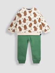 JoJo Maman Bébé Natural Gruffalo Print Sweatshirt and Joggers Set - Image 1 of 6