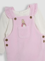 JoJo Maman Bébé Pink Peter Rabbit Appliqué Velour Dungarees and Body Set - Image 8 of 8