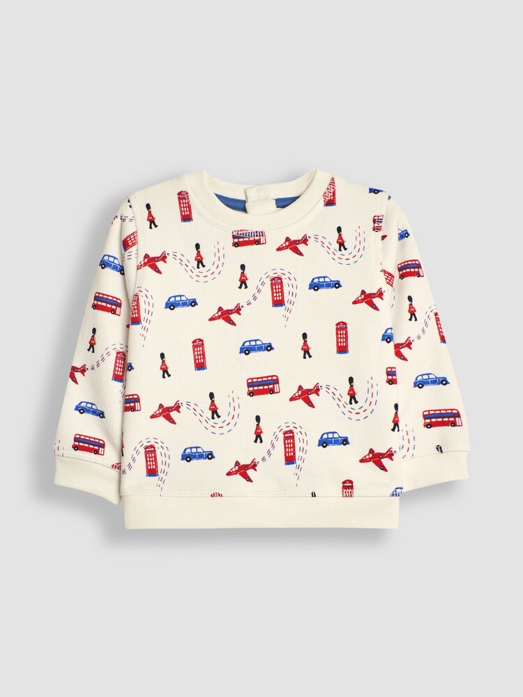 JoJo Maman Bébé Ecru Red Arrows Sweatshirt and Joggers Set - Image 2 of 5