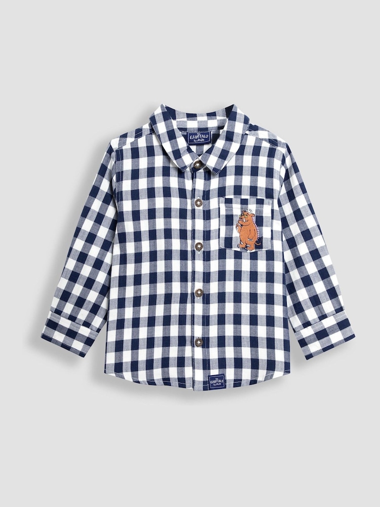 JoJo Maman Bébé Blue The Gruffalo Gingham Shirt - Image 1 of 3