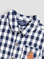 JoJo Maman Bébé Blue The Gruffalo Gingham Shirt - Image 2 of 3