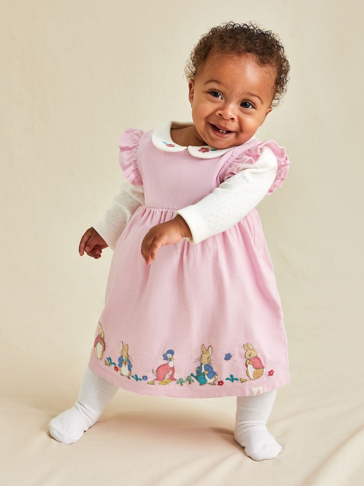 JoJo Maman Bébé Pink Baby Peter Rabbit Embroidered Dress and Body Set - Image 2 of 4