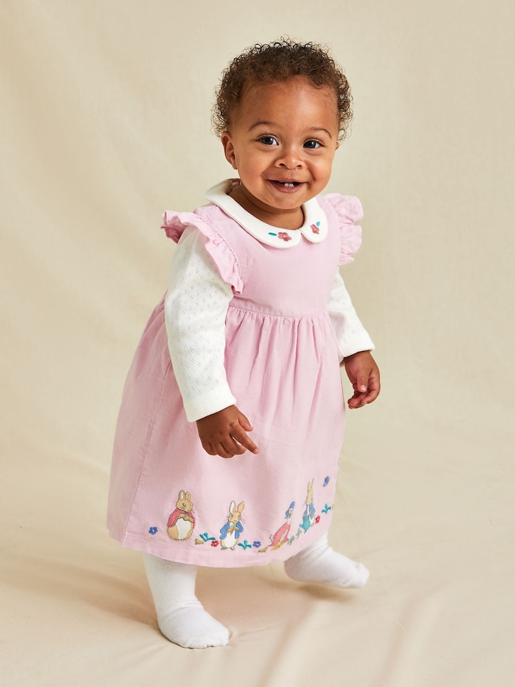 JoJo Maman Bébé Pink Baby Peter Rabbit Embroidered Dress and Body Set - Image 4 of 4