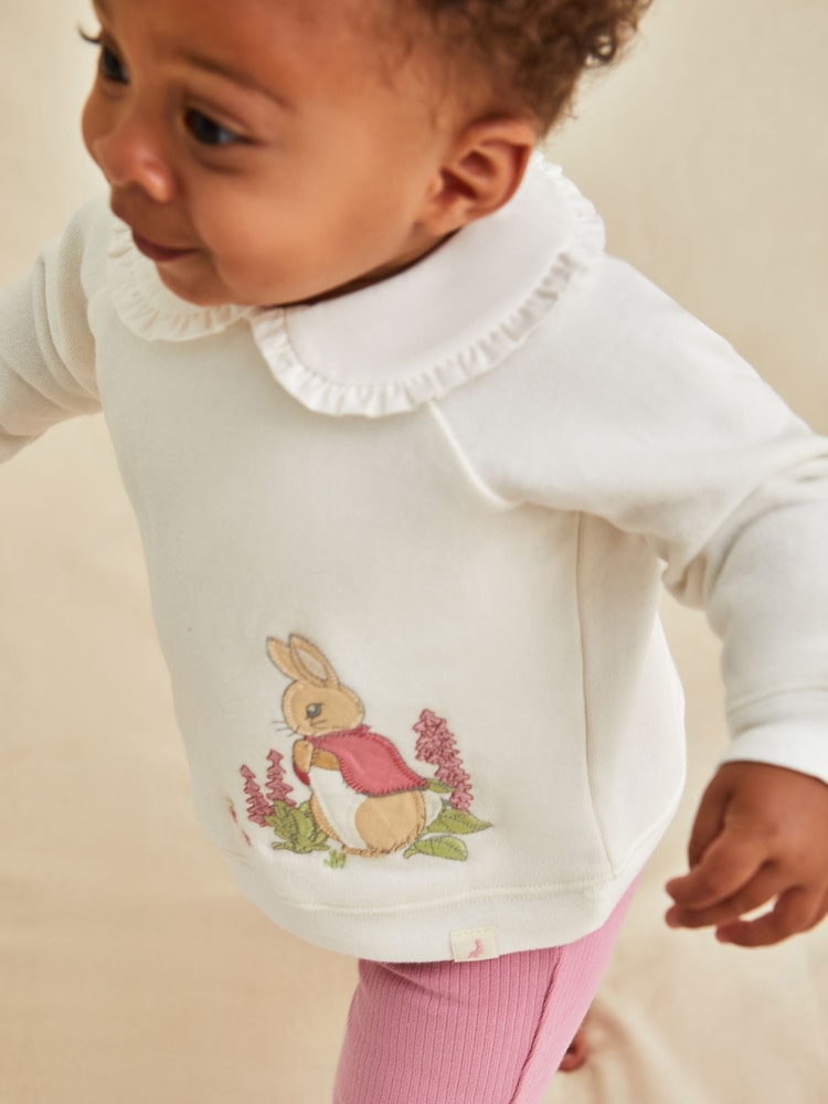 JoJo Maman Bébé Cream Peter Rabbit Appliqué Sweatshirt and Leggings Set - Image 3 of 3