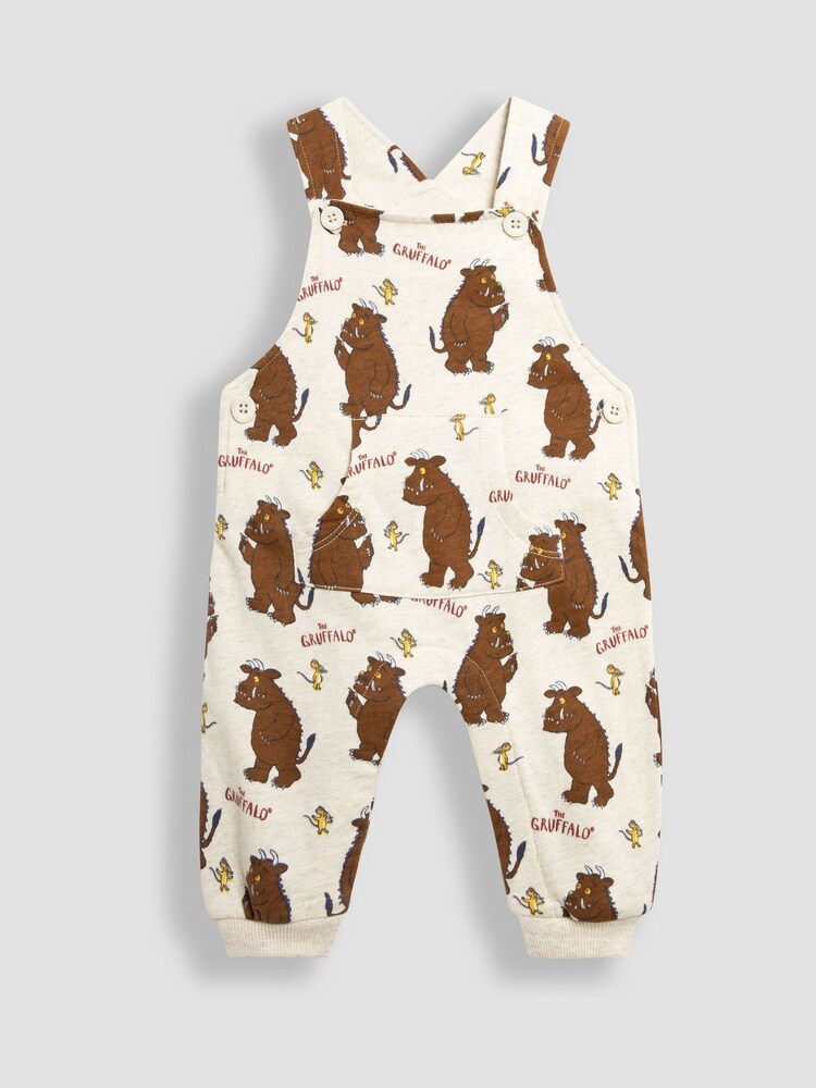 JoJo Maman Bébé Neutral The Gruffalo Printed Dungarees and Stripe Top Set - Image 2 of 5