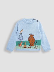 JoJo Maman Bébé Blue The Gruffalo Scene Jumper - Image 1 of 4