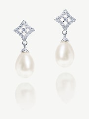 Ivory & Co Silver Tone Morocco Crystal and Pearl Earrings - Image 1 of 4
