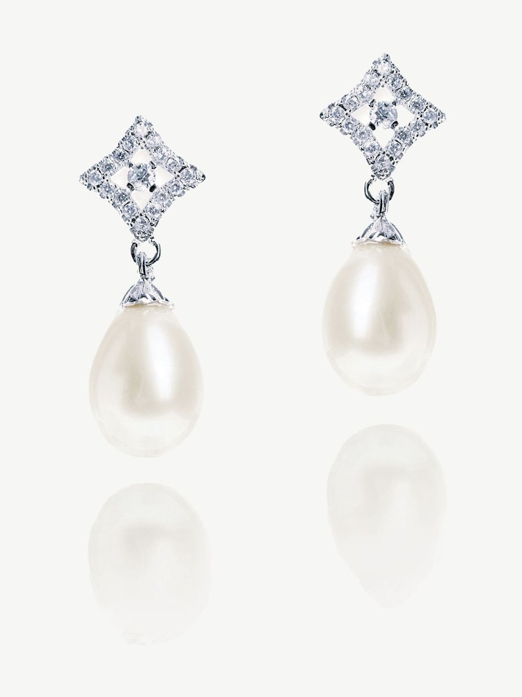 Ivory & Co Silver Tone Morocco Crystal and Pearl Earrings - Image 1 of 4