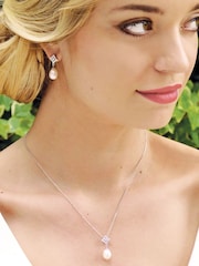 Ivory & Co Silver Tone Morocco Crystal and Pearl Earrings - Image 2 of 4