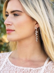 Ivory & Co Silver Plated Willow Trailing Vine Earrings - Image 3 of 4
