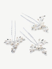 Ivory & Co Silver Cosmos Hairpins Set - Image 1 of 4