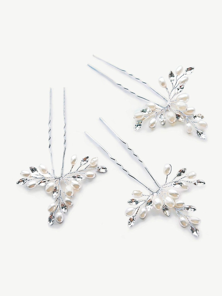 Ivory & Co Silver Cosmos Hairpins Set - Image 1 of 4