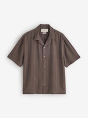 Abercrombie & Fitch Brown Threaded Revere Collar Short Sleeve Resort Shirt - Image 1 of 1
