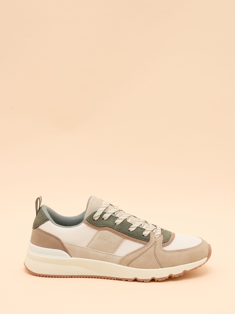 Joules Men's Parkfield Beige & Green Trainers - Image 1 of 5