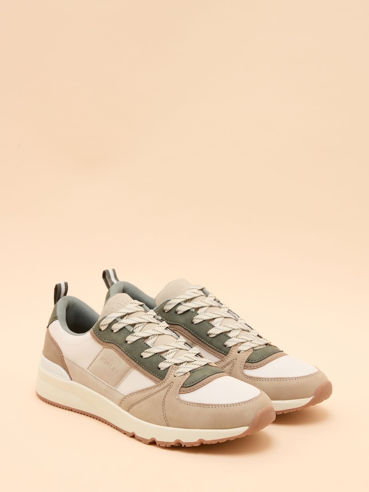 Joules Men's Parkfield Beige & Green Trainers - Image 2 of 5