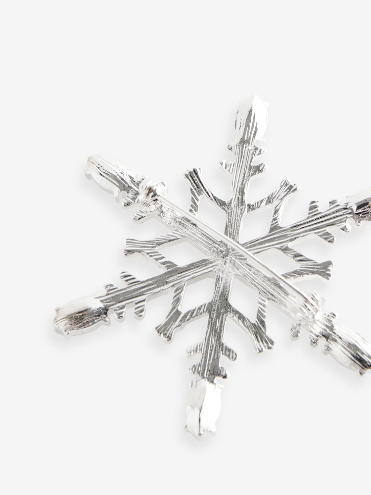 Silver Tone Christmas Snowflake Brooch Made With Recycled Zinc and Brass - Image 6 of 6