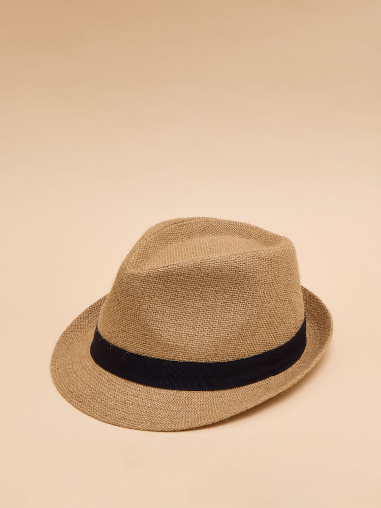 Buy Joules Halstow Neutral Straw Trilby Hat from the Next UK