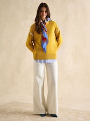 Joules Alexandra Yellow Blanket Stitch Jumper - Image 3 of 7