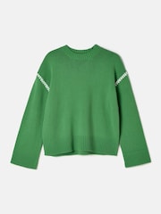 Joules Alexandra Green Blanket Stitch Jumper - Image 6 of 6