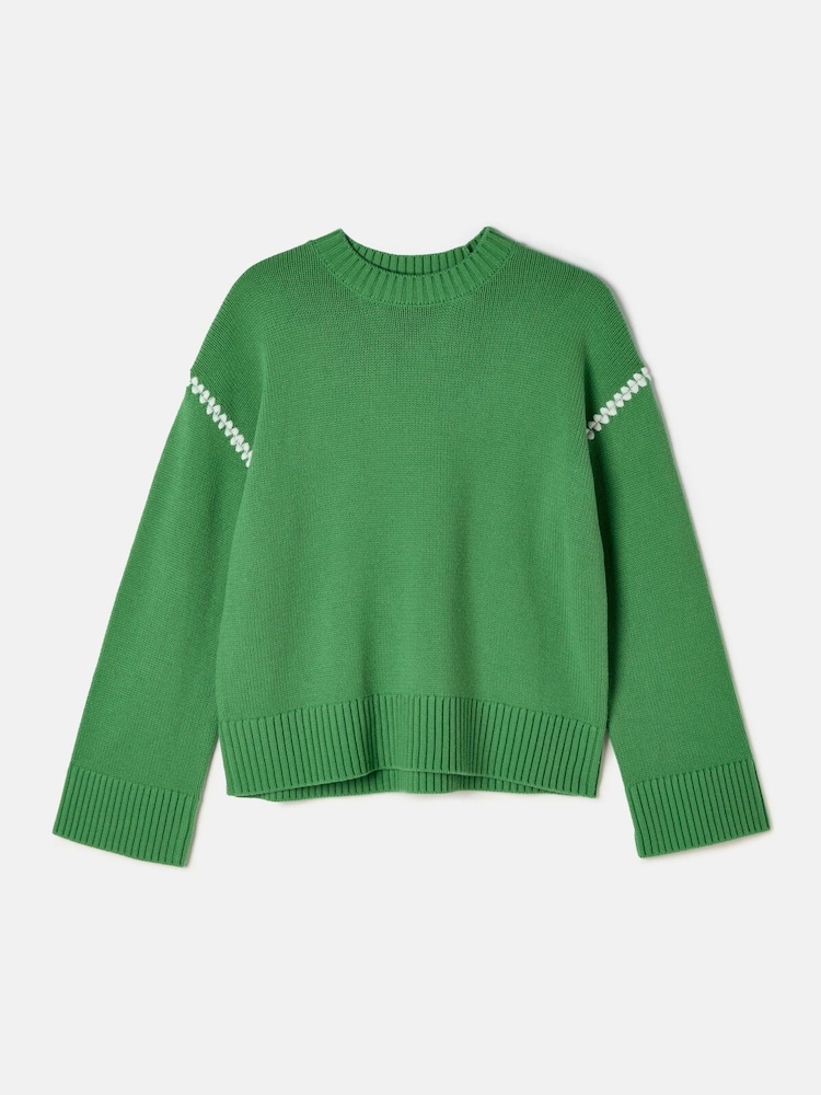 Joules Alexandra Green Blanket Stitch Jumper - Image 6 of 6